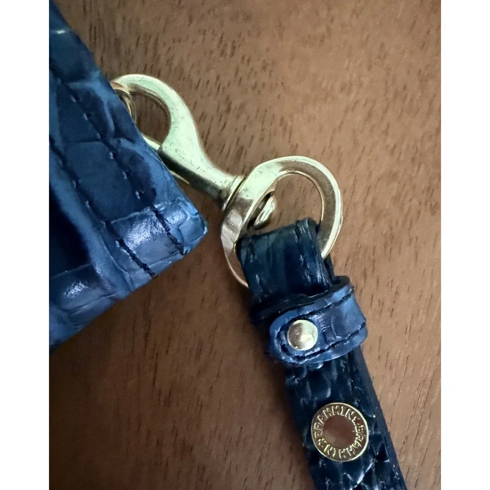 Brahmin Melbourne Peacock Blue Croc Embossed Leather Wristlet Clutch Wallet